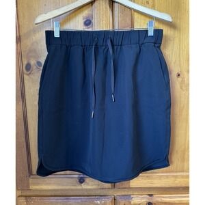 Lululemon Women's 10 Black On The Fly Skirt Casual Work Logo Accent Drawstring